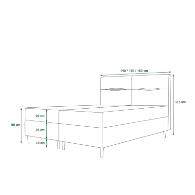 Americká manželská posteľ HENNI - 140x200, tmavo hnedá