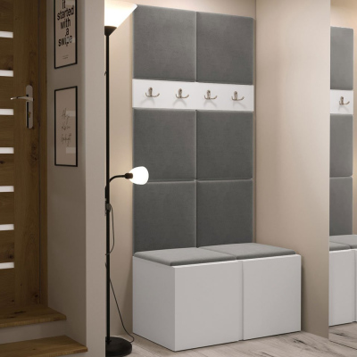 Stena do predsiene s čalúnenými panelmi 42x42 SELAND 4 - biela / tmavo šedá