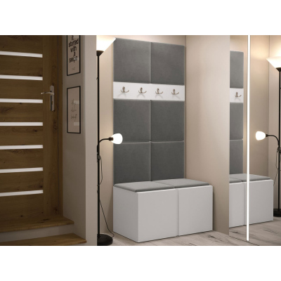 Stena do predsiene s čalúnenými panelmi 42x42 SELAND 4 - biela / tmavo šedá