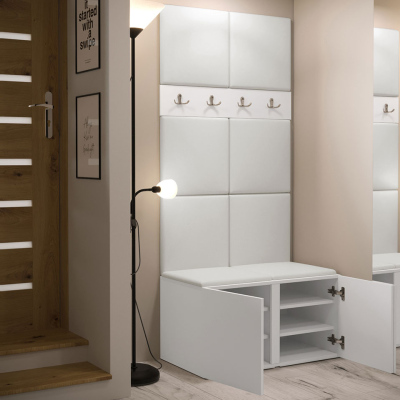 Stena do predsiene s čalúnenými panelmi 42x42 SELAND 4 - biela / tmavo šedá