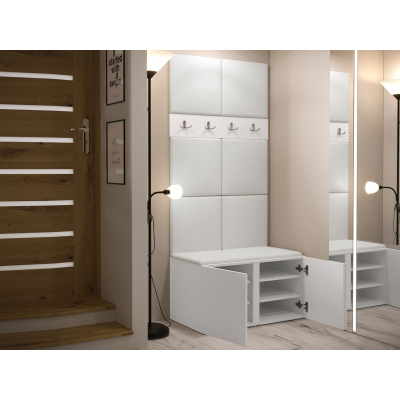 Stena do predsiene s čalúnenými panelmi 42x42 SELAND 4 - biela / tmavo šedá