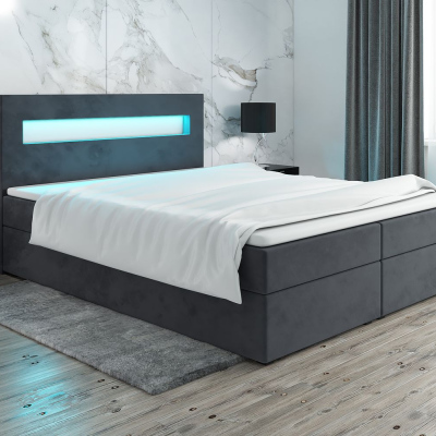 Čalúnená posteľ s osvetlením LILLIANA 3 - 180x200, šedá