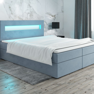 Čalúnená posteľ s osvetlením LILLIANA 3 - 180x200, modrá