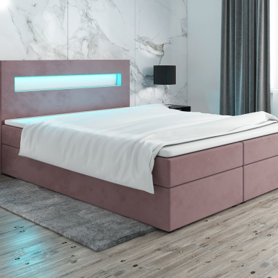 Čalúnená posteľ s osvetlením LILLIANA 3 - 180x200, ružová