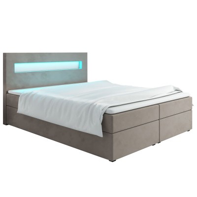 Čalúnená posteľ s osvetlením LILLIANA 3 - 180x200, béžová