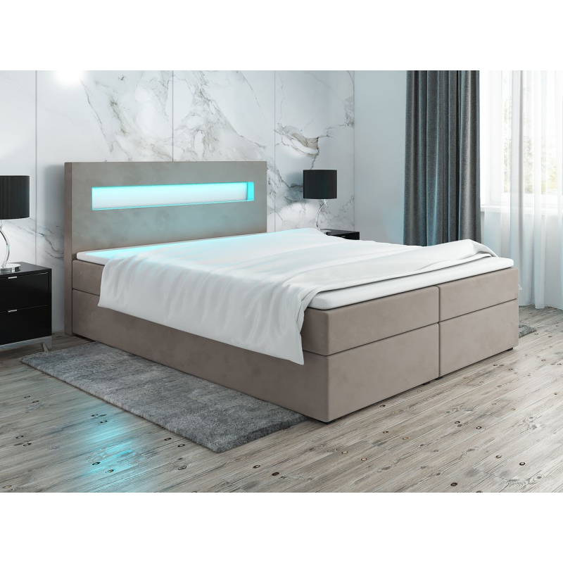 Čalúnená posteľ s osvetlením LILLIANA 3 - 160x200, béžová