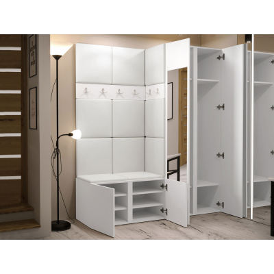 Stena do predsiene s čalúnenými panelmi 42x42 SELAND 10 - biela / tmavo šedá