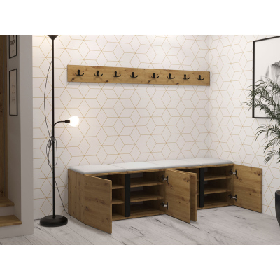 Nábytok do chodby s čalúnenými panelmi 42x42 SELAND 8 - biely / tmavo šedý