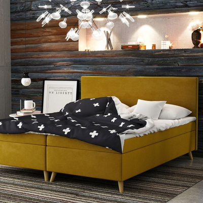 Čalúnená posteľ BLAIRE - 140x200, žltá