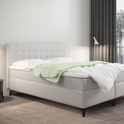 Americká posteľ s úložným priestorom DAJANA - 200x200, biela eko koža