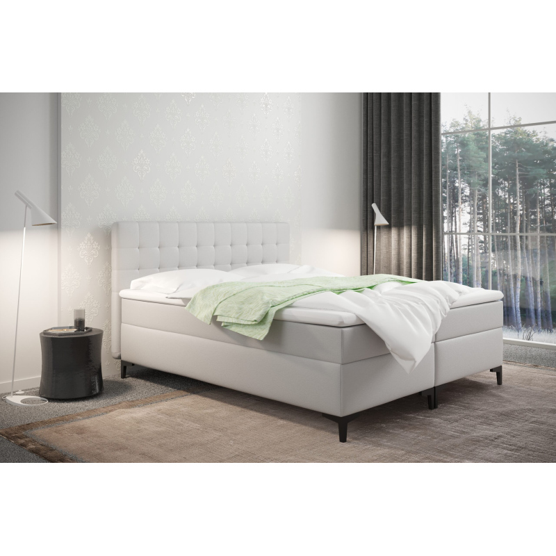 Americká posteľ s úložným priestorom DAJANA - 180x200, biela eko koža