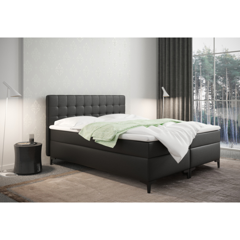 Americká posteľ s úložným priestorom DAJANA - 180x200, čierna eko koža