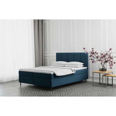 Čalúnená posteľ na vysokých nožičkách ALISSA - 200x200, modrá