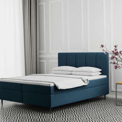 Čalúnená posteľ na vysokých nožičkách ALISSA - 180x200, modrá