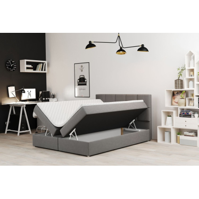 Čalúnená posteľ s úložným priestorom MAGDALA - 200x200, šedá