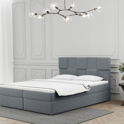Boxpringová posteľ ALEXIA - 200x200, šedá