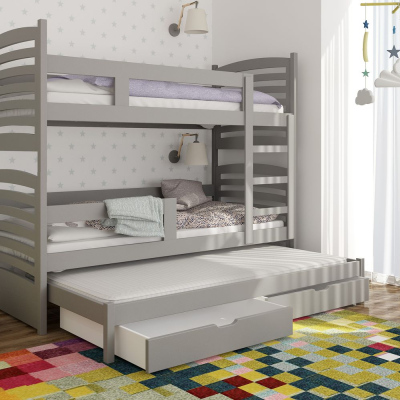Detská poschodová posteľ pre troch KALA 2 - 75x180, šedá