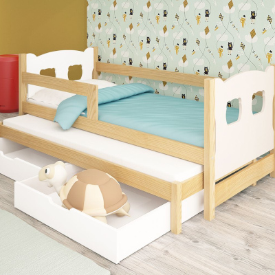 Detská posteľ s prístelkou KALA 1 - 75x180, borovica / biela
