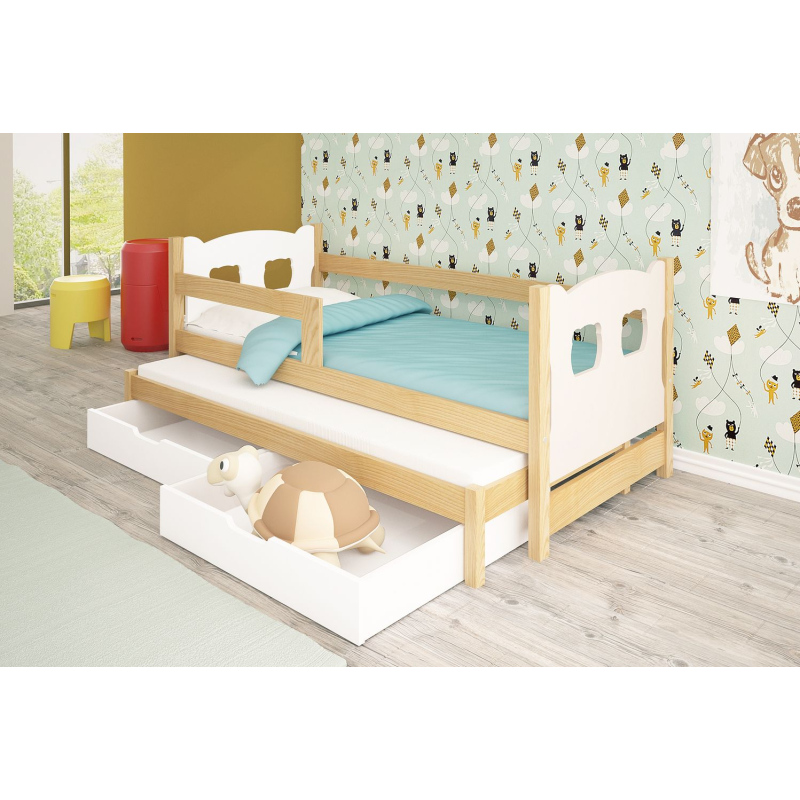 Detská posteľ s prístelkou KALA 1 - 75x180, borovica / biela