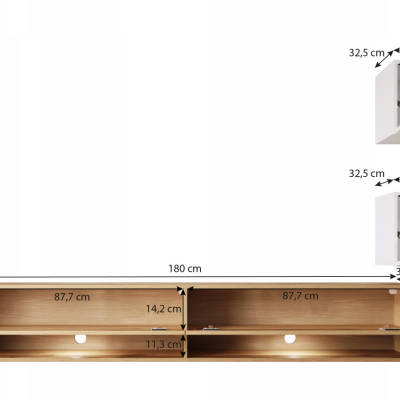 Obývacia stena XENIE - dub wotan / biela lesk