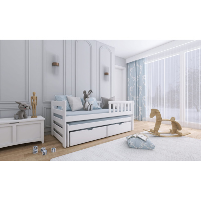 Detská posteľ s prístelkou a šuplíkmi FANI - 90x200, šedá
