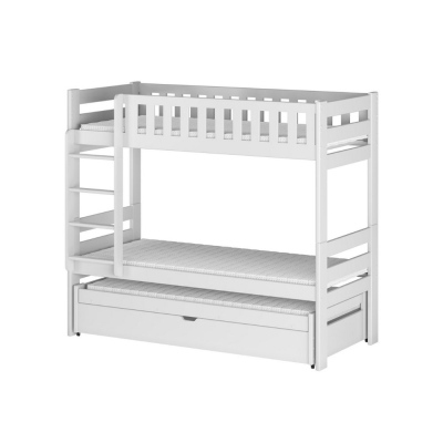 Poschodová posteľ s prístelkou PRISKA - 80x200, biela