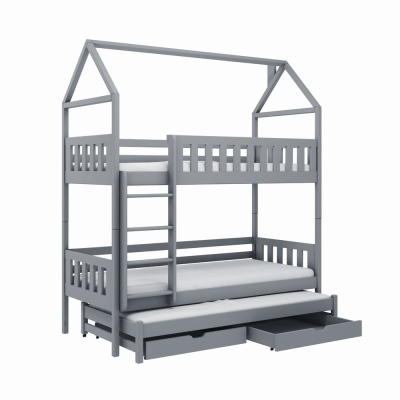 Domčeková posteľ s úložným priestorom SAVETA - 90x200, šedá