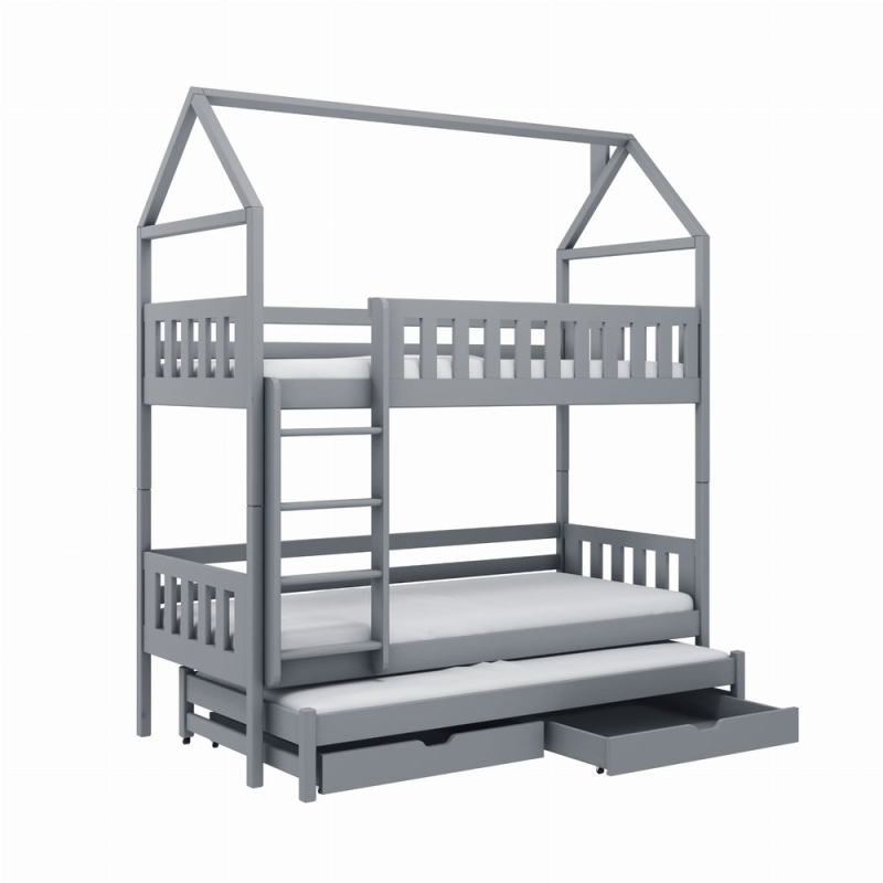 Domčeková posteľ s úložným priestorom SAVETA - 80x200, šedá