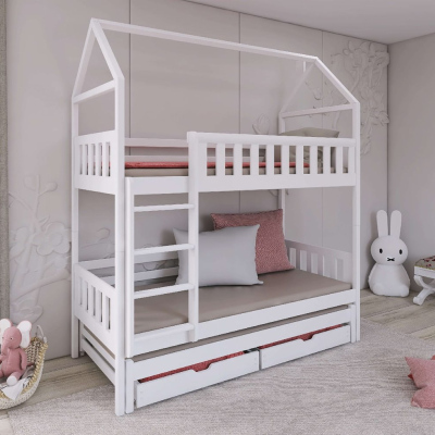 Domčeková posteľ s úložným priestorom SAVETA - 90x200, biela