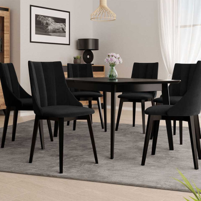 Rozkladací jedálenský stôl so 6 stoličkami NOWEN 2 - čierny