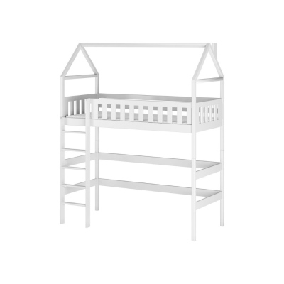 Detské jednolôžko s horným spaním DUSTIN - 90x200, biele