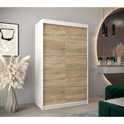 Šatníková skriňa ENNI - šírka 120 cm, biela / dub sonoma
