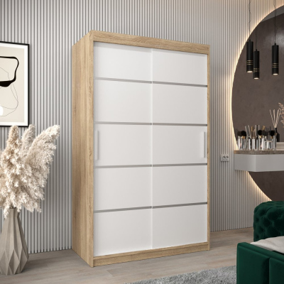 Šatníková skriňa ENNI - šírka 120 cm, dub sonoma / biela