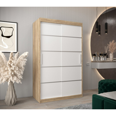Šatníková skriňa ENNI - šírka 120 cm, dub sonoma / biela