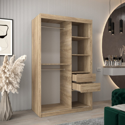 Šatníková skriňa ENNI - šírka 120 cm, dub sonoma / biela