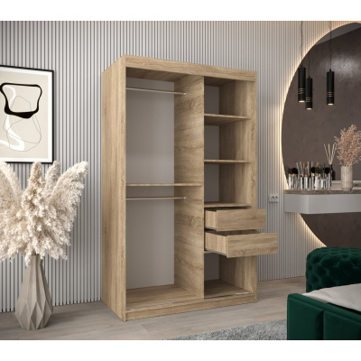 Šatníková skriňa ENNI - šírka 120 cm, dub sonoma / biela