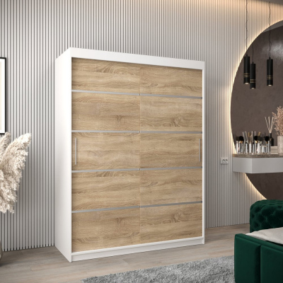 Šatníková skriňa ENNI - šírka 150 cm, biela / dub sonoma