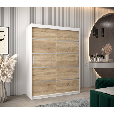 Šatníková skriňa ENNI - šírka 150 cm, biela / dub sonoma