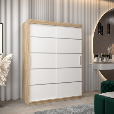 Šatníková skriňa ENNI - šírka 150 cm, dub sonoma / biela