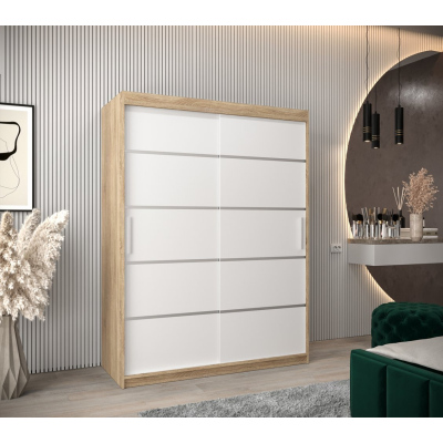 Šatníková skriňa ENNI - šírka 150 cm, dub sonoma / biela