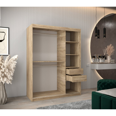 Šatníková skriňa ENNI - šírka 150 cm, dub sonoma / biela