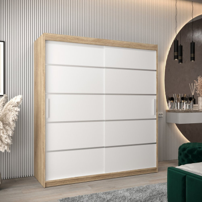Šatníková skriňa ENNI - šírka 180 cm, dub sonoma / biela