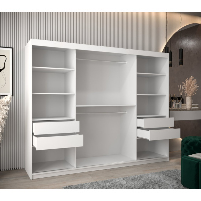 Šatníková skriňa ENNI - šírka 250 cm, biela / dub sonoma