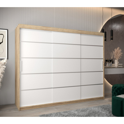 Šatníková skriňa ENNI - šírka 250 cm, dub sonoma / biela