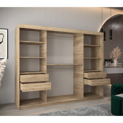 Šatníková skriňa ENNI - šírka 250 cm, dub sonoma / biela