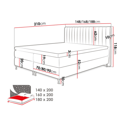 Boxspringová posteľ 160x200 CANDICE - béžová + topper ZDARMA