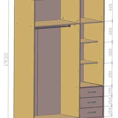 Kombinovaná šatníková skriňa SIMELA - šírka 127 cm, dub sonoma