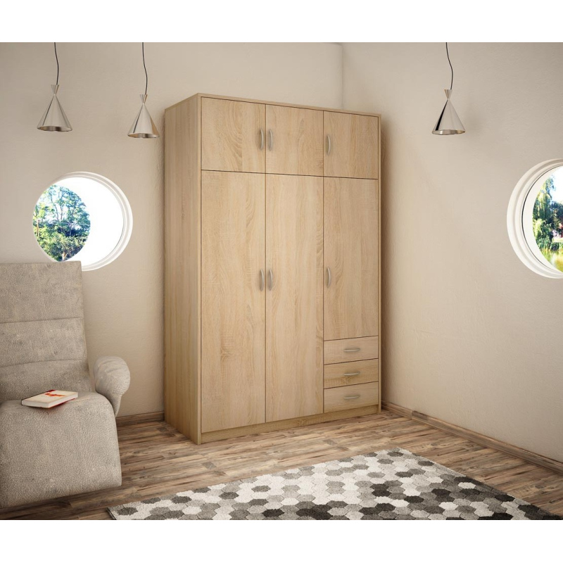 Kombinovaná šatníková skriňa SIMELA - šírka 127 cm, dub sonoma