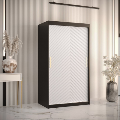 Skriňa s posuvnými dverami PAOLA - šírka 100 cm, čierna / biela