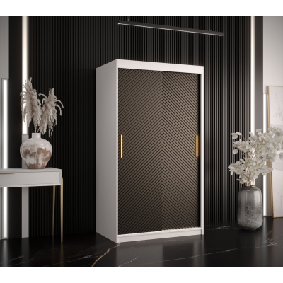 Skriňa s posuvnými dverami PAOLA - šírka 100 cm, biela / čierna